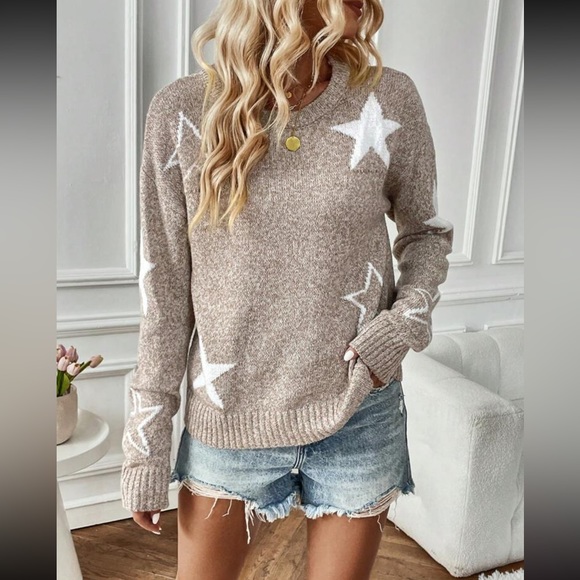 LUNE Star Pattern Drop Shoulder Sweater - Picture 4 of 6